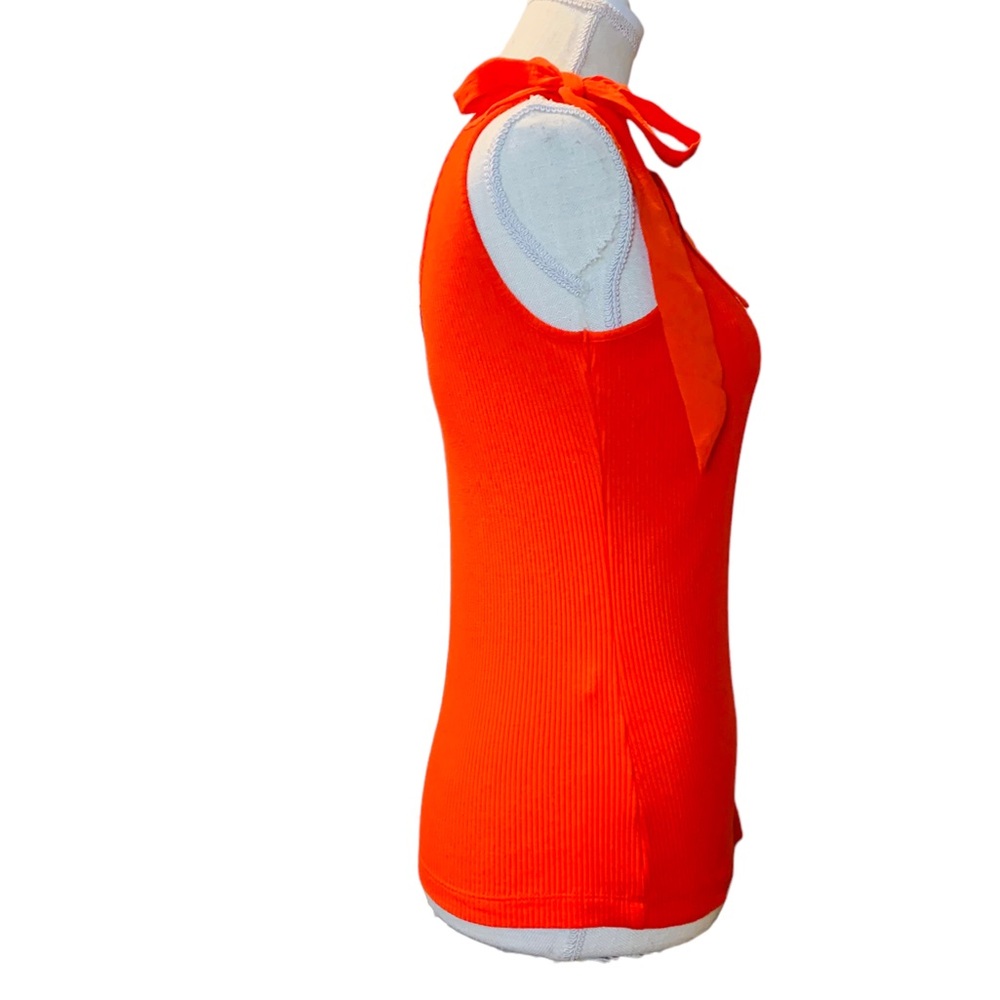 DEX Red Ribbed Tie Shoulder Tank Top Size Small - Picture 5 of 8